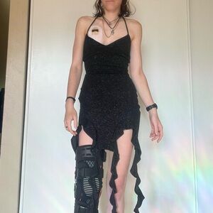 Black Glitter Cocktail Dress